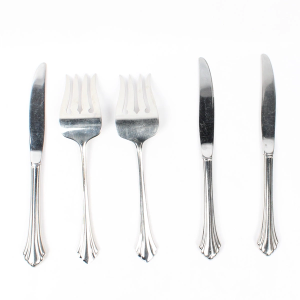 Lot Of 5 Oneida Silver Bancroft Flatware 3 Dinner Knives 2 Serving Forks