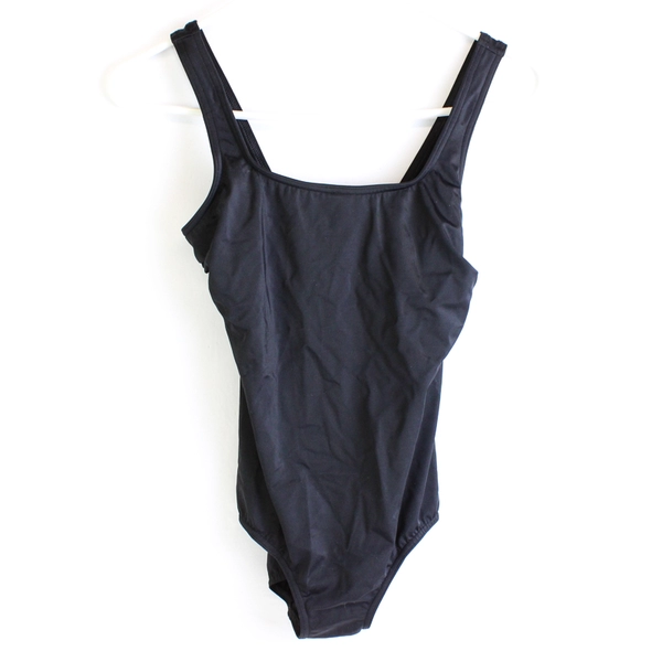 Lands' End Solid Black Unlined One Piece Swimsuit Women's Size 6