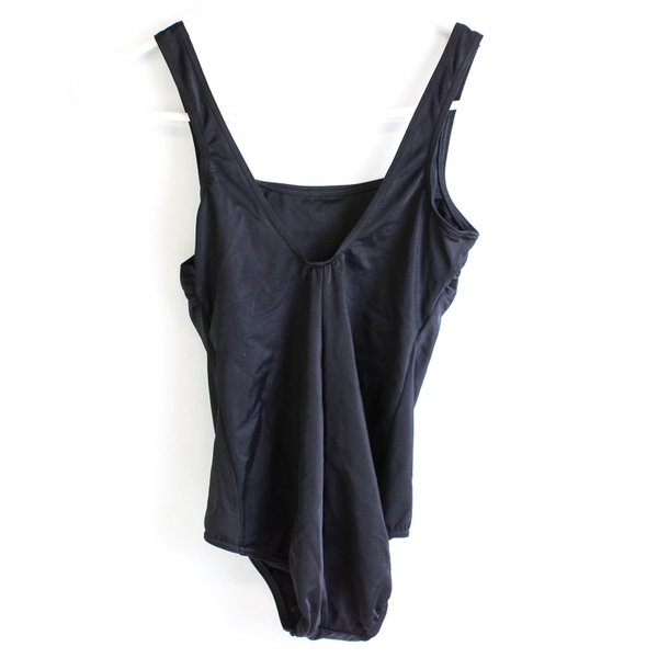 Lands' End Solid Black Unlined One Piece Swimsuit Women's Size 6