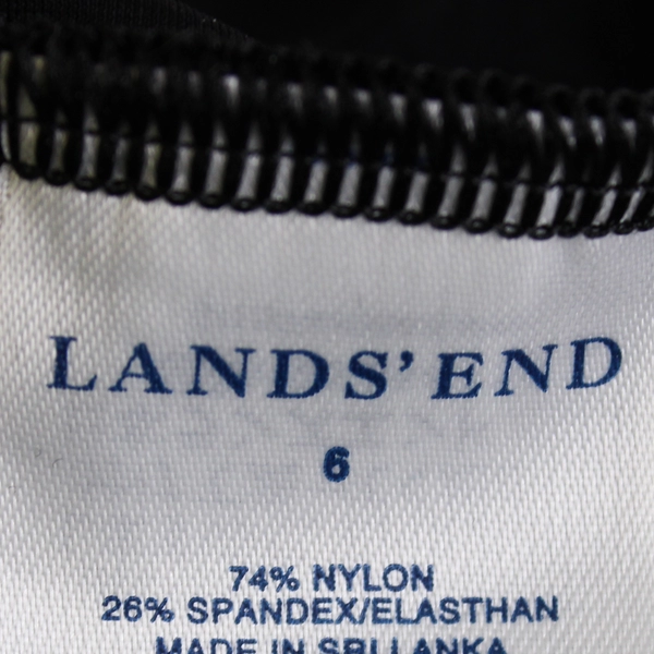 Lands' End Solid Black Unlined One Piece Swimsuit Women's Size 6