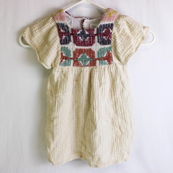 Zara Embroidered Cream Toddler Dress Girls' Size 2-3 Years