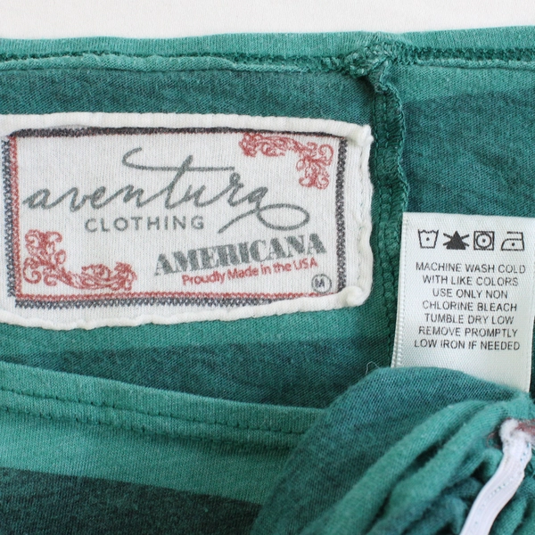 Aventura Green Striped Short-Sleeve Ruched T-Shirt Women's Size Medium