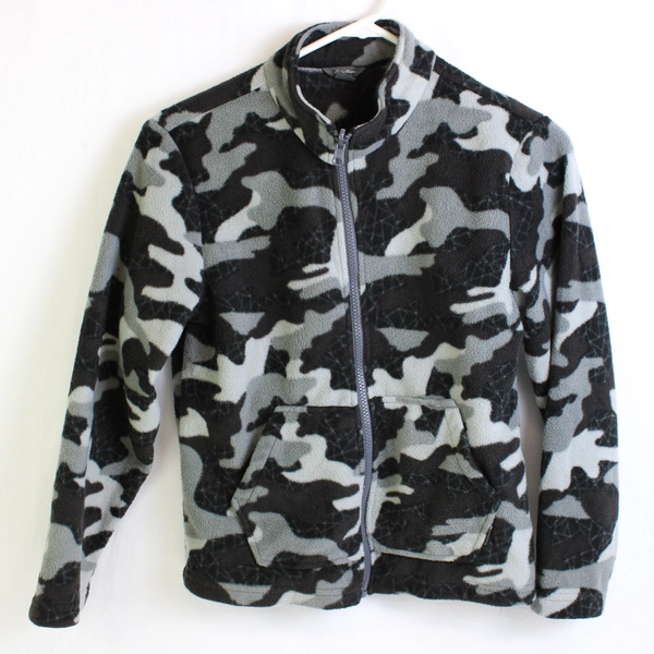 Eddie Bauer Gray Camo Fleece Zip-Up Kids' Size Medium 10/12