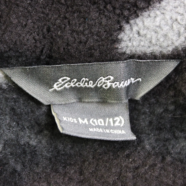 Eddie Bauer Gray Camo Fleece Zip-Up Kids' Size Medium 10/12