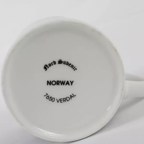Norwegian Flag Norge Souvenir Coffee Mug with Gilded Rim Verdal