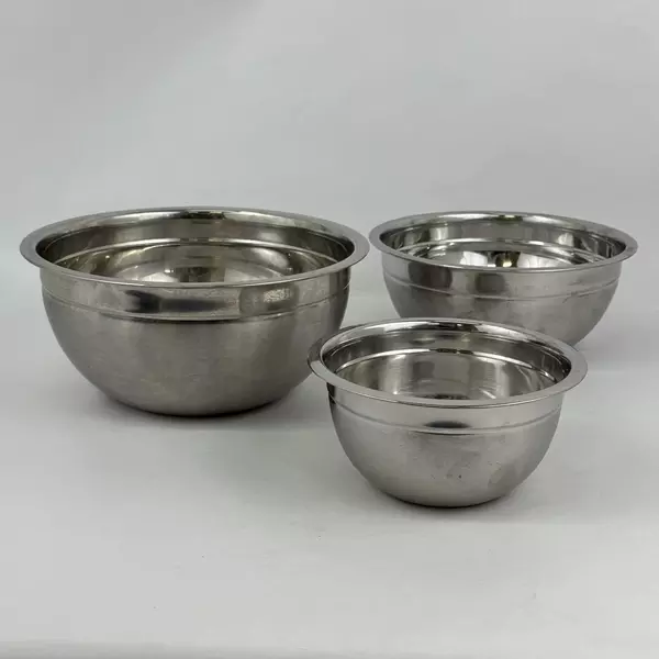 Set Of 3 Nesting Stainless Steel Mixing Bowls 7.25, 9.25, 10.5 Inch