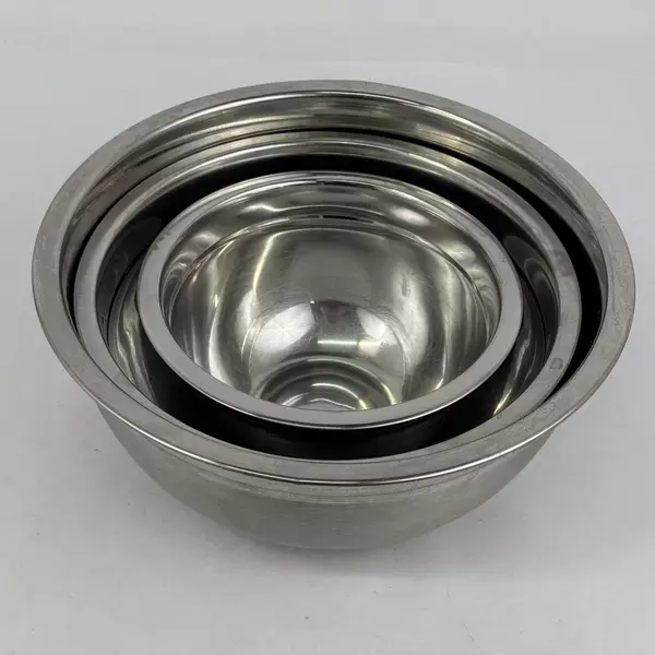 Set Of 3 Nesting Stainless Steel Mixing Bowls 7.25, 9.25, 10.5 Inch