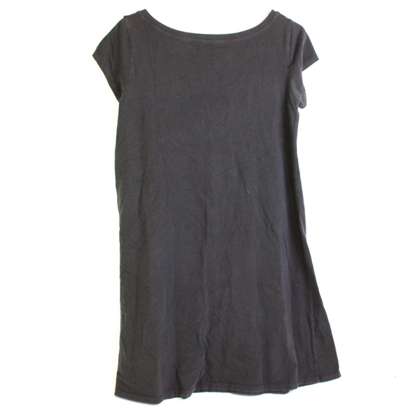 Eileen Fisher Solid Black Cap Sleeve T-Shirt Dress Women's Small