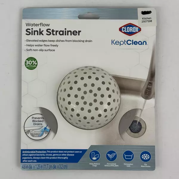 Clorox Waterflow Sink Strainer White And Gray 2507598 NIP