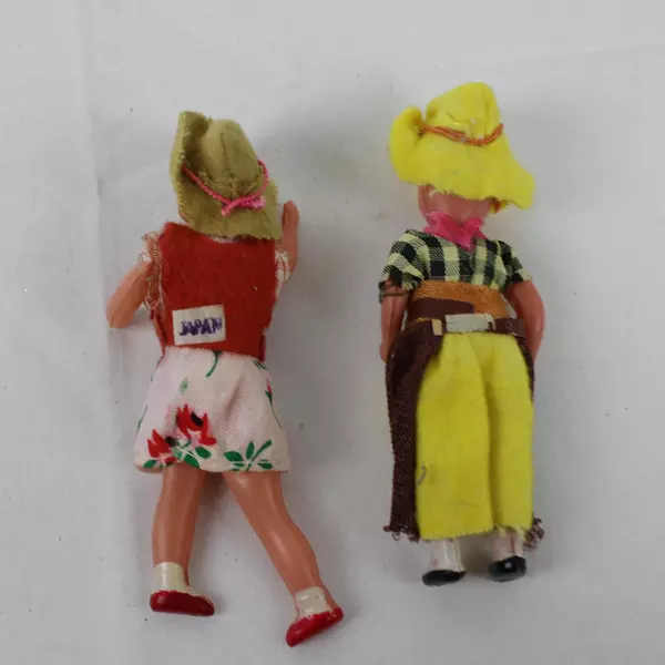 Vintage 1930s-50s Celluloid Doll Set Made in Japan Flawed Plastic Toy Collectors