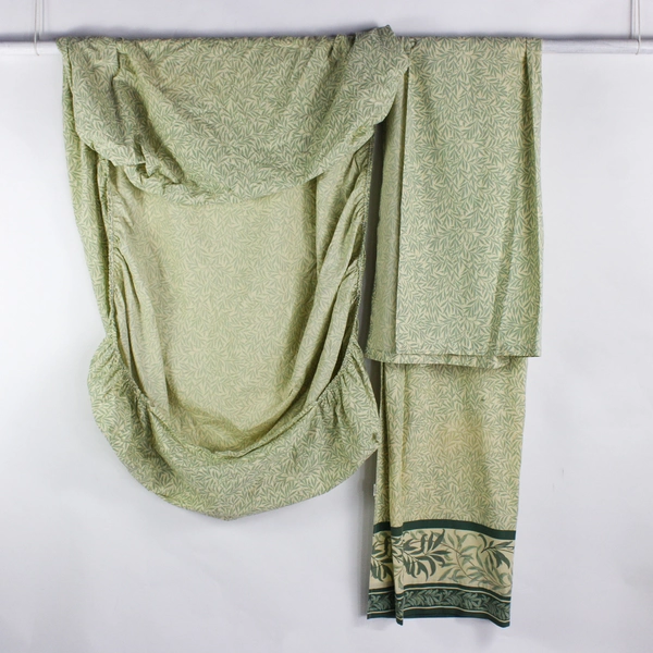 2 Piece Set Martex Twin Fitted and Flat Sheets Green Leaf Pattern FLAWED