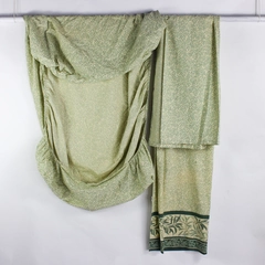 2 Piece Set Martex Twin Fitted and Flat Sheets Green Leaf Pattern FLAWED