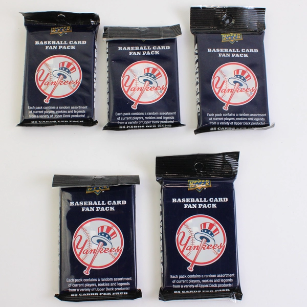 Lot of 5 Upper Deck 2008 Yankees Baseball Card Fan Packs