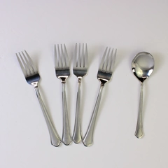 Lot Of 5 Pfaltzgraff Capri Frost Stainless Flatware Salad Forks Sugar Spoon