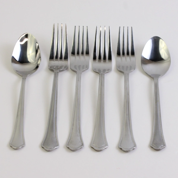 Lot Of 6 Pfaltzgraff Capri Frost Stainless Flatware Dinner Forks Soup Spoons