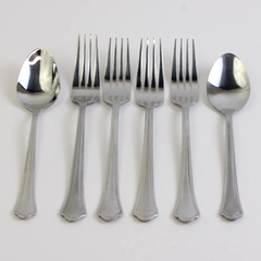 Lot Of 6 Pfaltzgraff Capri Frost Stainless Flatware Dinner Forks Soup Spoons
