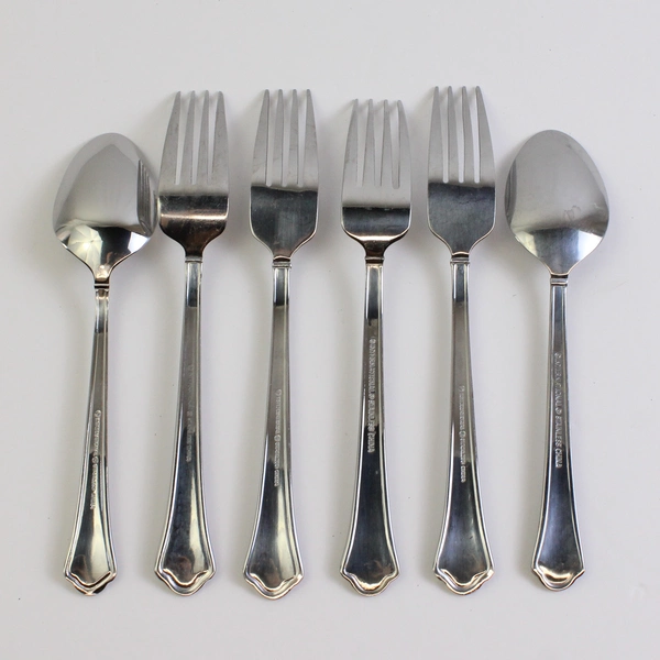 Lot Of 6 Pfaltzgraff Capri Frost Stainless Flatware Dinner Forks Soup Spoons