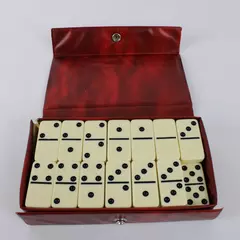 Vintage Cardinal 55-Piece Double Nine Dominoes Set Red Vinyl Case