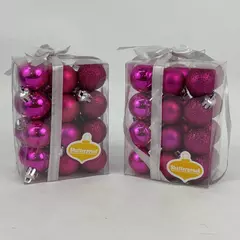 2 Packages Of 24 Jo-Ann Stores Magenta Miniature 1 Inch Ball Ornaments NIP