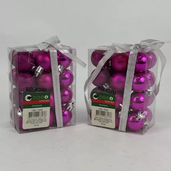 2 Packages Of 24 Jo-Ann Stores Magenta Miniature 1 Inch Ball Ornaments NIP