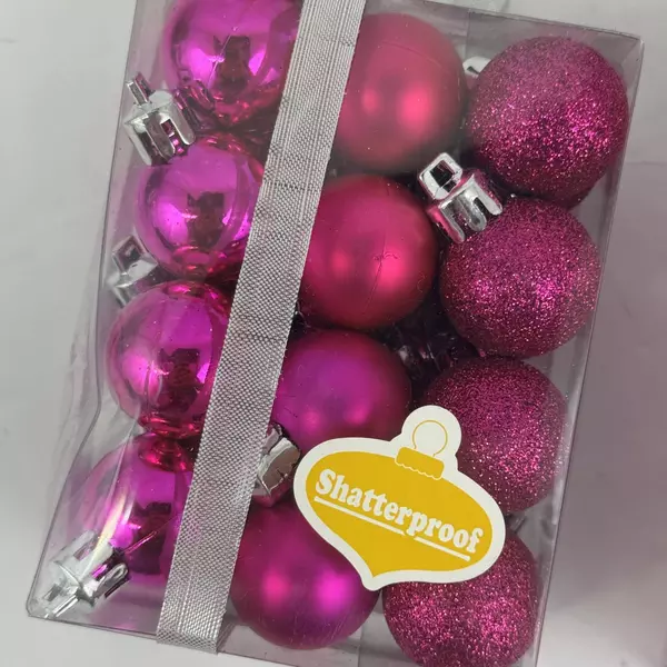 2 Packages Of 24 Jo-Ann Stores Magenta Miniature 1 Inch Ball Ornaments NIP