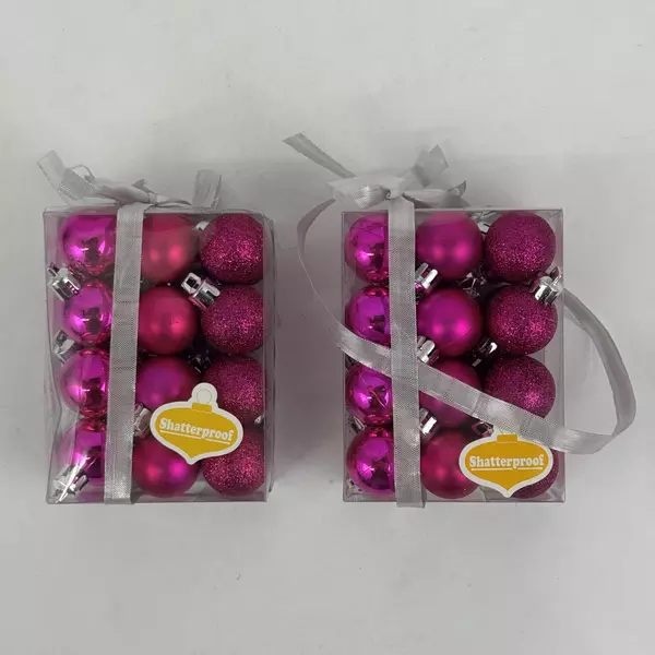 2 Packages Of 24 Jo-Ann Stores Magenta Miniature 1 Inch Ball Ornaments NIP