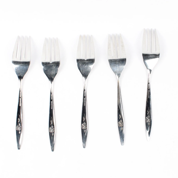 Lot Of 5 Oneida Silver Lasting Rose (Stainless) Flatware Individual Salad Forks