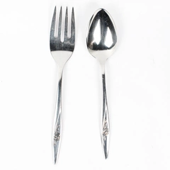 Lot Of 2 Oneida Silver Lasting Rose (Stainless) Flatware Serving Spoon & Fork
