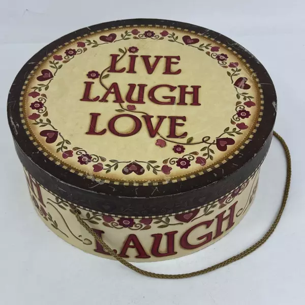 2007 Tri Coastal Design Live Laugh Love Hat Box Or Storage Container 12.25 Inch