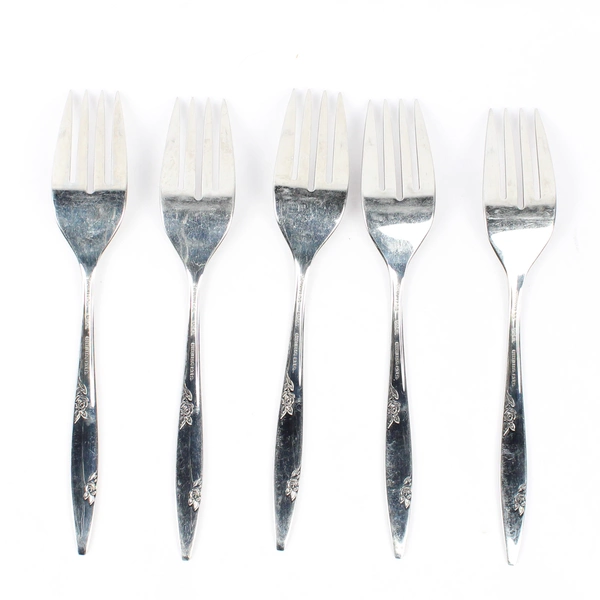 Lot Of 5 Oneida Silver Rose Duet (Stainless) Flatware Individual Salad Forks