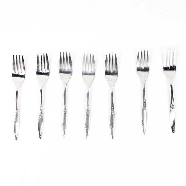 Lot Of 7 Oneida Silver Rose Duet (Stainless) Flatware Individual Salad Forks