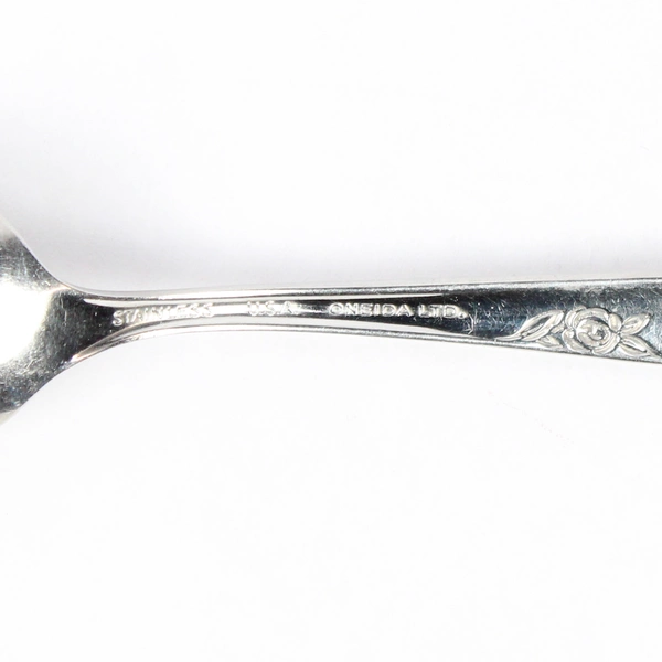 Lot Of 5 Oneida Silver Rose Duet (Stainless) Flatware Teaspoons