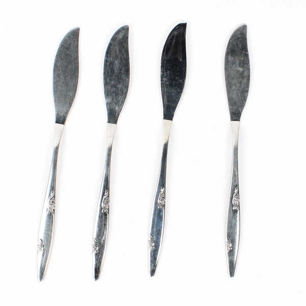 Lot Of 4 Oneida Silver Rose Duet (Stainless) Flatware Flat Master Butter Knives