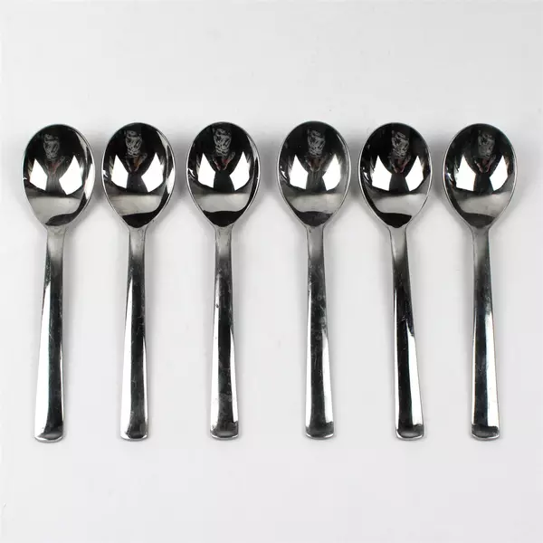 Set of 6 Ginkgo Merit Helmick Welch 18/10 Stainless Steel Soup Spoons 7"