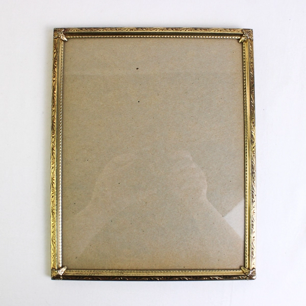 Vintage Picture Frame 8 x 10 Embossed Gold Scrolled Clear Glass Photos Memories