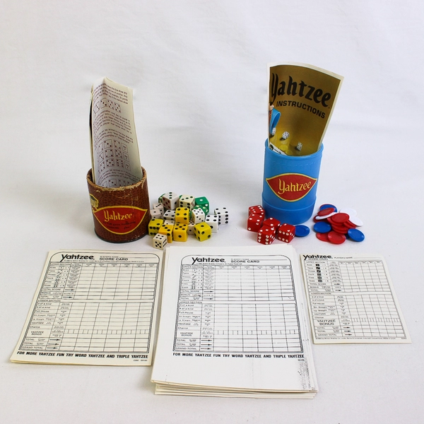 1970's 1980's Yahtzee Games Pieces Rules Score Card Random Dice Milton Bradley