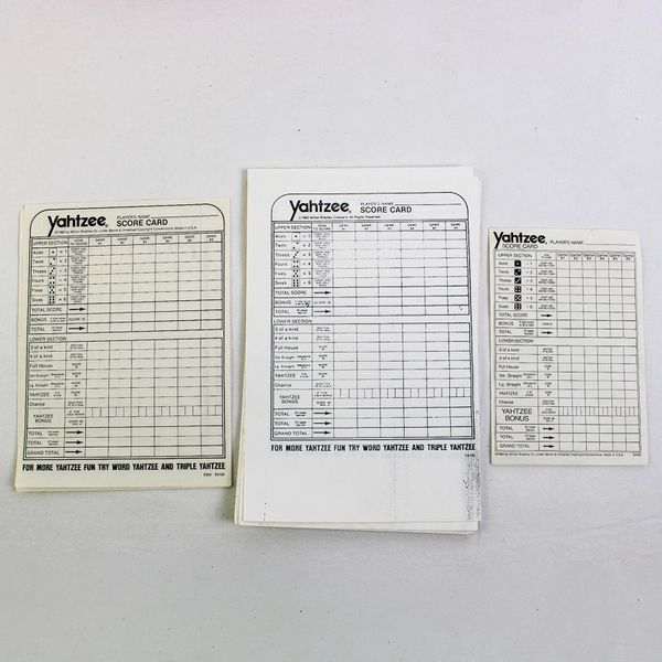 1970's 1980's Yahtzee Games Pieces Rules Score Card Random Dice Milton Bradley