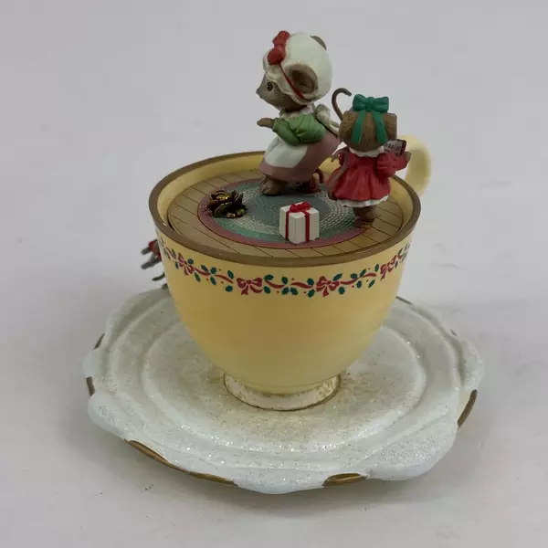 Enesco M. Gilmore Designs Winter Wonderland Teacup Music Box W/ Mice for Repair