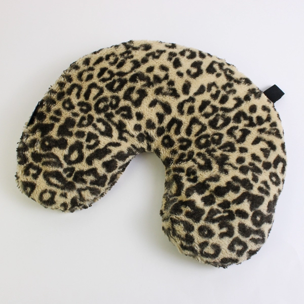 Bucky Blue Fleece U Shaped Travel Neck Pillow Leopard Buckwheat Hull Filling