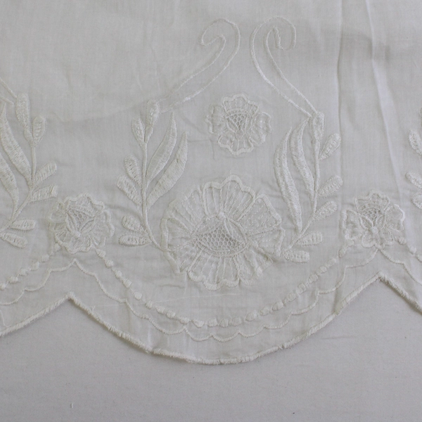 Vintage Floral Embroidered White Costume Petticoat Needs Waistband