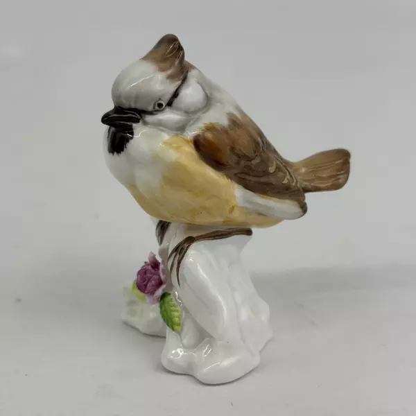 Vintage Hand Painted Porcelain Bird On A Limb Figurine
