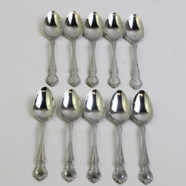 Lot of 10 Royal Splendor Teaspoons Stainless Steel 18/10 Glossy Finish