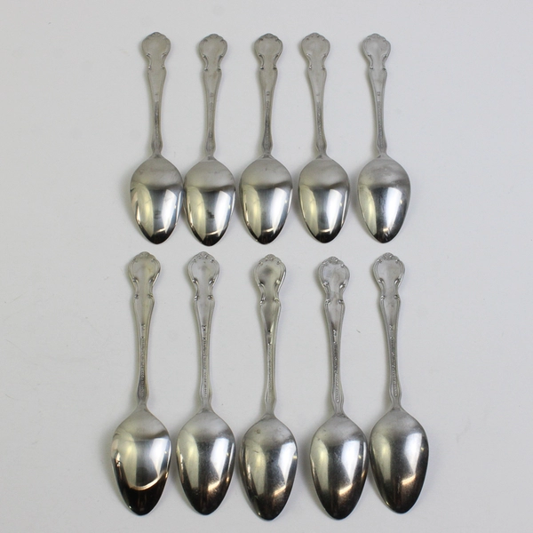 Lot of 10 Royal Splendor Teaspoons Stainless Steel 18/10 Glossy Finish