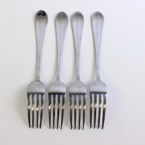 Lot of 4 International SIlver Berkeley Forks Stainless Steel 18/10 Glossy Finish