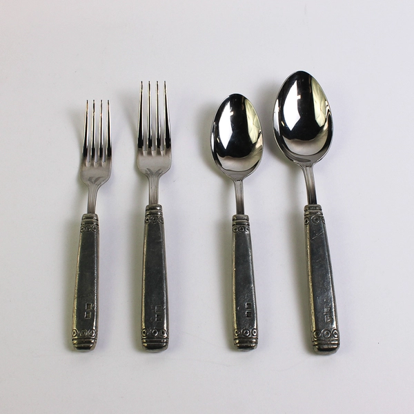 Set of 4 Valpeltro Falaride Hollow Handles Pewter Made in Italy Fork Spoon