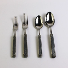 Set of 4 Valpeltro Falaride Hollow Handles Pewter Made in Italy Fork Spoon