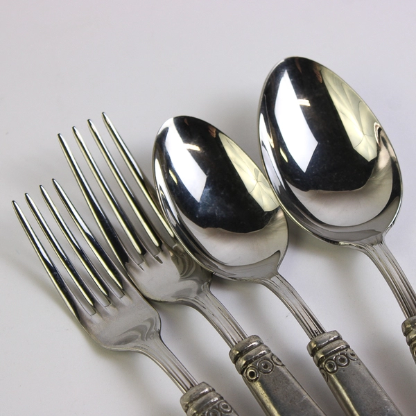 Set of 4 Valpeltro Falaride Hollow Handles Pewter Made in Italy Fork Spoon
