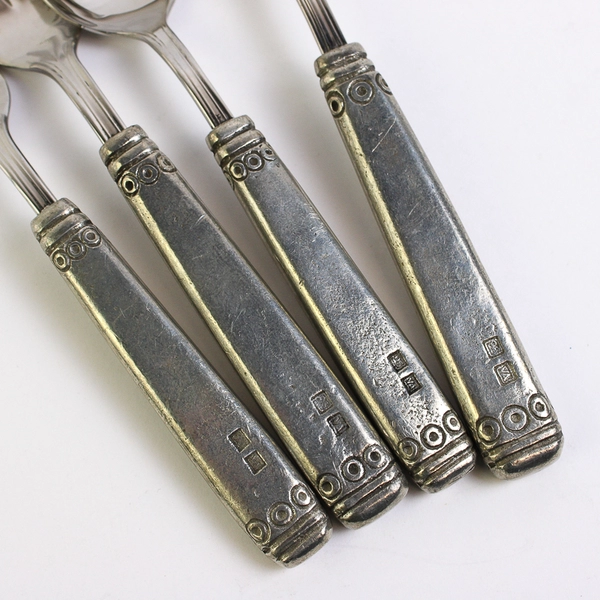 Set of 4 Valpeltro Falaride Hollow Handles Pewter Made in Italy Fork Spoon