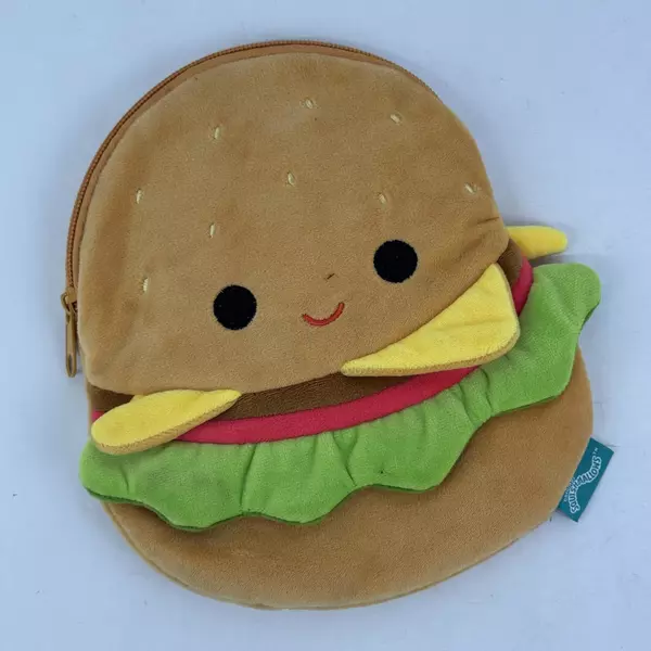 Squishmallow Squishmallows Plush Carl The Cheeseburger Top Zip Pouch Bag 8"