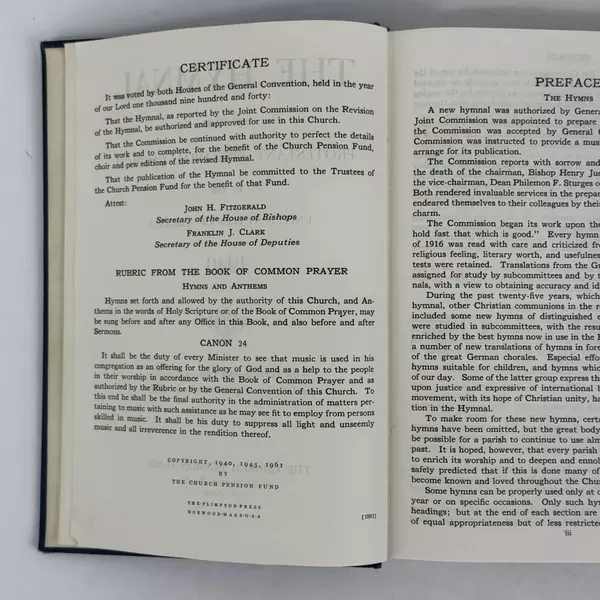 The Hymnal of the Protestant Episcopal Church in the USA 1940 Printed 1961